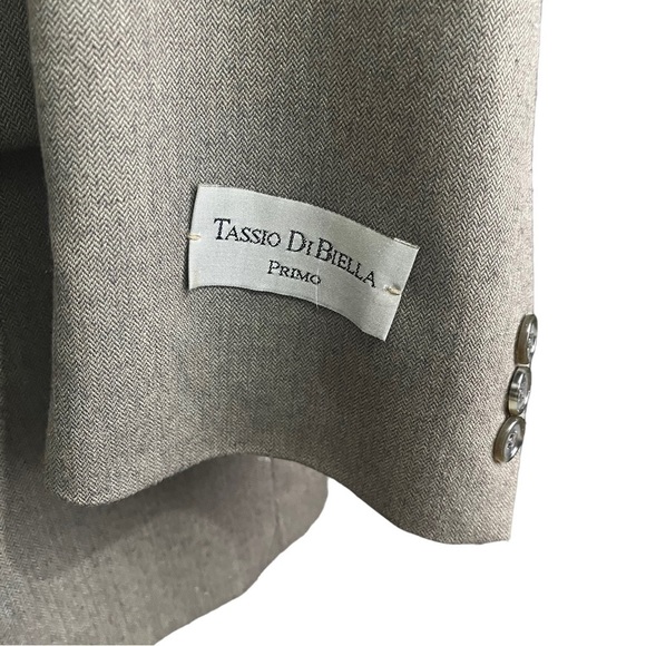 Tassio Di Biella Primo Men Green Tan 2-Button Suit Jacket Sz 44S Wool Blend NWT - Picture 2 of 12